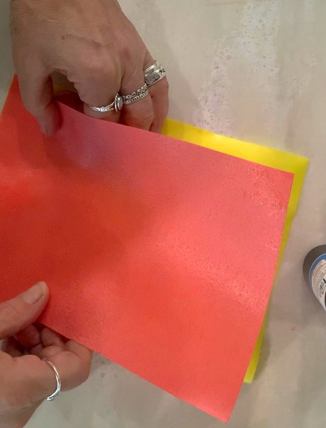 Take two differently colored sheets of wafer paper (your choice).....
